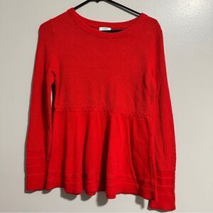 Crown & Ivy Shirt, Ruby Red Long Sleeve, Babydoll look. Size S